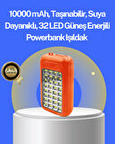 Suya Dayanıklı Güneş Paneli Destekli Powerbank ve Işıldak