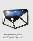 Hediye Güneş Enerjili 100 Led Dış Mekan Lamba – Hareket Sensörlü, 2200mah Bataryalı Solar Aydınlatma