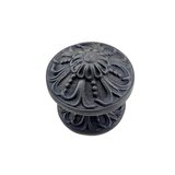 Hediye Antika Tarz Dekoratif Pirinç Çiçekli Kapı Tokmağı - 80 Mm Çap, Oksit