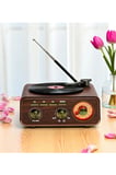 Hediye Nostaljik Tasarım Plak Çalar Görünümlü Radyolu Bluetooth Hoparlör Retro Müzik Plak
