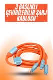 Hediye Çoklu Şarj Kablosu Usb Type-c İos Uyumlu 120w Hızlı Şarj Kablosu