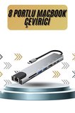 Hediye 8 Portlu Macbook Çevirici Type C Hub  Sd Tf Usb Çoğaltıcı Ethernet
