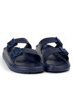 Unisex Lacivert Çift Tokalı Kaymaz Taban Ayarlanabilir Hafif Günlük Plaj Terlik