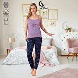 Kadın Pijama Takımı Pamuklu Lüx Askılı Pijama Seti