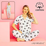 Kadın Pijama Takımı %100 Pamuklu Gömlek ve Pijama Seti