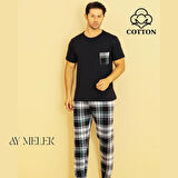 Erkek Pamuklu Pijama Takımı Cotton Gömlek ve Pijama Seti