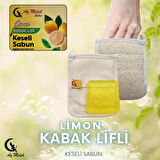 Doğal Kabak Lifli Limon Özlü Sabun Seti Doğal Kabak Lifi Banyo Kesesi - Kabak Lifli Yüz Kesesi
