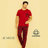 Erkek Pamuklu Pijama Takımı Cotton Gömlek ve Pijama Seti
