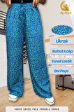 Kadın Pamuklu Dokuma Desenli Bol Kesim Geniş Paça Pantolon