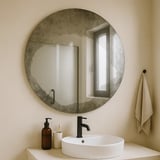 80x80 cm Antika Yuvarlak Duvar Aynası – Eskitme Dekoratif Banyo Aynası | Modern Vintage Ayna Modeli