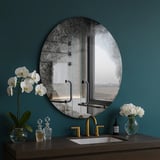 80x80 cm Antika Yuvarlak Duvar Aynası – Eskitme Dekoratif Banyo Aynası | Modern Vintage Ayna Modeli