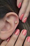 Gold Ay Yıldızlı Piercing Helix Kıkırdak