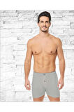 Erkek Gri Pamuklu Düğmeli Paçalı Boxer Külot 6'lı Paket (model No-0117)