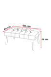Azra Mobilya Mavi Keten Kumaş Bench Puf 90x45x46 cm Ahşap Ayaklı Demonte Modern Yatak Ucu Oturma Bankı Antre Koridor Pufu