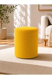 Azra Mobilya Sarı Welsoft Kumaş Puf 40x50 cm Ahşap Masif Silindir Tasarım