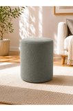 Azra Mobilya Taş Gri Welsoft Kumaş Puf 40x50 cm Yuvarlak Dekoratif Oturma Pufu