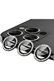 İphone 13 Pro Ve 13 Pro Max Siyah Uyumlu Swarovski Taşlı Kamera Lens Koruyucu Cam