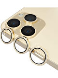 İphone 13 Pro ve 13 Pro Max Gold Uyumlu Swarovski Taşlı Kamera Lens Koruyucu Cam