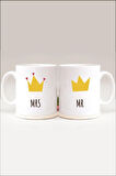 Çiftlere Özel Mrs&mr - Kral - Kraliçe Baskılı 2'li Kupa Set