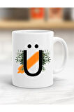 Unisex Beyaz Ü Harfi Baskılı Kupa Bardak