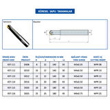 Mertsan Küresel Saplı Tarama Freze Kafası D016, 16X180 mm Takım Ölçüsü, WPR 16 Kesici Uç kullanır.
