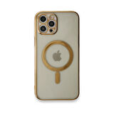 Adaman iPhone 13 Pro Max Kılıf Magsafe Uyumlu Lazer Silikon Kılıf - Gold