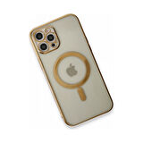 Adaman iPhone 13 Pro Max Kılıf Magsafe Uyumlu Lazer Silikon Kılıf - Gold