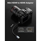 Jsaux CV0037 Mini HDMI - HDMI Adaptörü Mini HDMI To HDMI Kablosu 4K 60Hz Hdr 3D 18GBPS Dolby, Dslr, Video Kamera, Grafik Kartı, Raspberry Pi Zero W, Dizüstü Bilgisayar, Tablet, Hdtv, Projektör ile Uyumlu