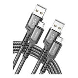 Jsaux Micro USB 2 Metre 2.4A Hızlı Şarj ve Data Kablosu cc0023 Gri 2 Metre