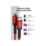 Jsaux Usb C - Usb C Kablosu 100WATT 5 Amper Type-C Süper Hızlı Şarj ve Data Kablosu CC00201K2