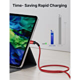 Jsaux 100w 2 Metre 5 Amper Süper Hızlı Type-C to Type-C Şarj Ve Data Kablosu - Kırmızı - cc0020