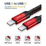 Jsaux 60W 100CM USB C To USB C Type-C Kablo iPhone 16/16 Plus/16 Pro/16 Pro Max, iPhone 15, Galaxy S24/S23/S22, Car Play, Macbook, iPad Pixel-Grey ile Uyumlu Usbc Type C Hızlı Şarj Data Kablosu CC0018