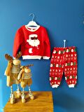 Noel Baba Baskılı Çocuk Unisex İkili Takım
