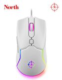 North Air White RGB Kablolu Beyaz Gaming Oyuncu Mouse
