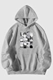 Akatsuki Baskılı Unisex Siyah Kanguru Cepli Kapüşonlu Sweatshirt Hoodie | L