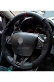 Renault Symbol Uyumlu Dikmeli Direksiyon Kılıfı Alkantara Karbon Kırmızı