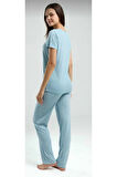 Viskon Kısa Kol Pijama Takım-8997