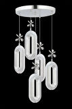 Led Alfa 5'li Gümüş 3 Renk Ledli Kristal Taşlı Modern Led Avize