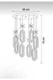 Alfa Led 8'li Gold 3 Renk Modu Ledli Kristal Taşlı Modern Led Avize