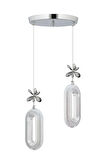 Led Alfa 2'li Gümüş 3 Renk Ledli Kristal Taşlı Modern Led Avize