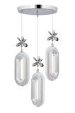 Led Alfa 3'lü Gümüş Kumandalı 3 Renk Ledli Kristal Taşlı Modern Led Avize