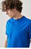 Erkek 24/1 Düz A Kalite Oversize T-shirt - Mavi