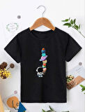 Çocuk Unisex Baskılı T-Shirt - Siyah