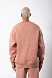 Unisex Biskilet Yaka Üç İplik SweatShirt - Pembe