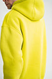 Unisex Double Oversize Kapşonlu Basic SweatShirt - Sarı