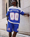 Dijital 00 Baskılı Şortlu Takım - Mavi