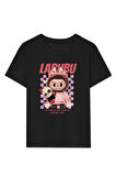 Kız Labubu Çocuk Baskılı T-Shirt - Siyah