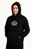 Erkek Üç İplik Kapüşonlu Ön ve Arka Baskılı SweatShirt hoodie - Siyah