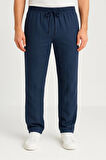 Erkek Keten Pantolon – Cepli, Beli Lastikli ve Bağcıklı, Nefes Alan Rahat Kalıp, Yazlık ve Baharlık Günlük Giyim, Şık & Konforlu Boru Paça Model - Lacivert