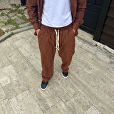 Erkek Fitilli Kadife Cepli Buggy Pantolon Oversize Rahat Kalıp - Kahverengi